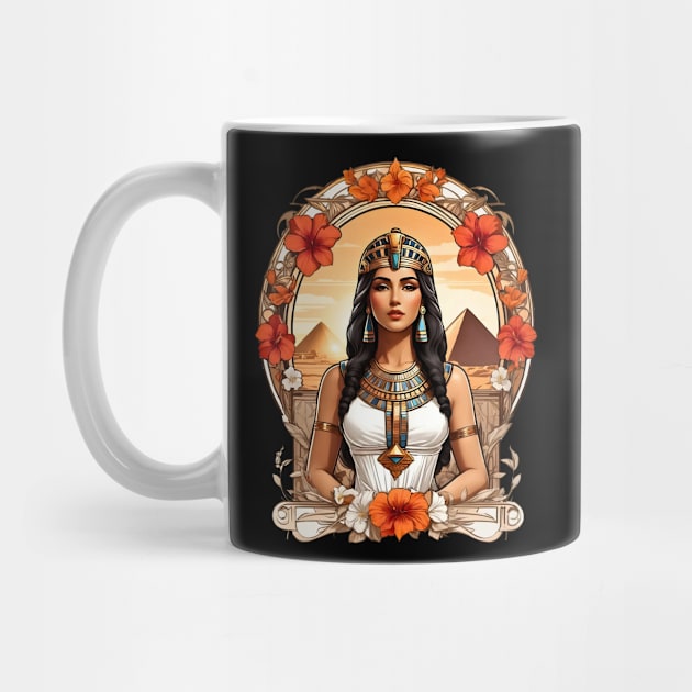 Cleopatra Queen of Egypt retro vintage floral design by Neon City Bazaar